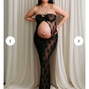 Sheer Black Lace Maternity Gown